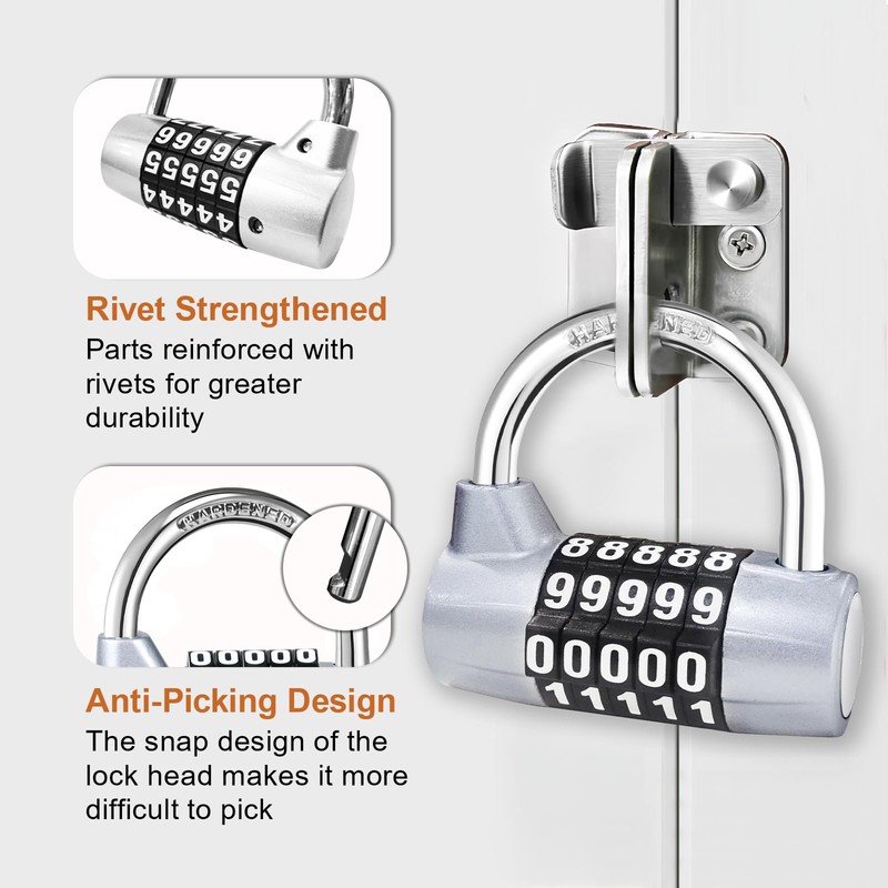 MEINUOKA Direction Lock, U-bar Combination Padlocks with Code, 5 Digit