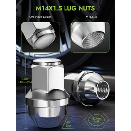 AUTOPTIM M14x1.5 Lug Nuts - Replacement for 2015-2024 Ford F150, Expedition, 2015-2020 Lincoln Navigator 24PCS OEM Factory Chrome 21mm Hex, One-Piece Solid Anti-Rust Wheel Lug Nuts