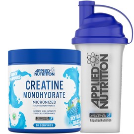 Applied Nutrition Applied Nutrition Creatine + 700ml Shaker | Creatine Monohydrate Micronized Powder with Flavour, Increases High-Intensity Physical Performance (250g - 50 Servings) (ICY Blue Razz)