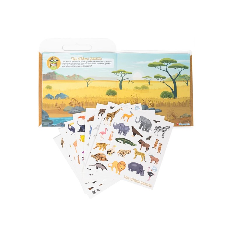 Micador jR. Reusable Sticker Activities, Wildlife Pack - 7 Scenes