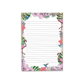 Letter Paper Set A5 Letter Pad with Envelope for Girls Kids Flamingo Tropics (Block A5 with 25 Sheets + 15 Envelopes)