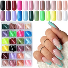 Lifextol Medium Press on Nails Square,576pc Square Fake Nails Medium Press on Nail Full Cover Acrylic Presson Nail French Tips Artificial Fingernails Colored Glue Tab False Nails for Women Girls Kids