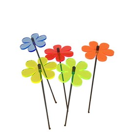 SunCatcher Set of 3: Daisy | 60mm / 2,36'' Ø fluorescent garden ornament | GLOWING GARDEN DECORATION on stick | innovative Home Decor for outdoor garden balcony pathway patio pot, Colour:all 5 colours
