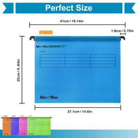 FOOLSCAP, MerryNine Suspension Files Polypropylene Hanging Files with Tabs and Card Inserts for School, Home, Work, Office, Organization