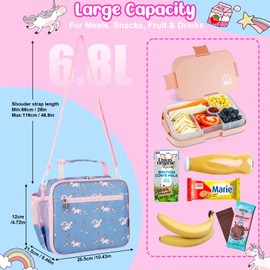 Homtibrm Insulated Lunch Bag, Kids Lunch Cool Bag with Adjustable Strap, Waterproof Lunch Box Bag for Adults Kids Boys Girls Work School Picnic (Little Pony)
