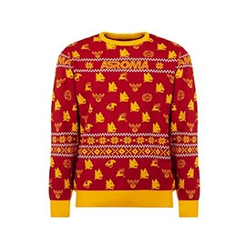 AS Roma Gil Christmas Sweater 2022, Red and Yellow, Extra Large Unisex-Adult, Red and yellow