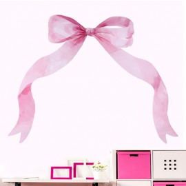 Tinoaly Large Pink Bow Wall Stickers, 26x33 Inch Coquette Wallpaper Decoration for Girls Room Wall Decal Peel and Stick Large Waterproof Pink Bow Room Decor for Girl Bedroom Home Nursery Kindergarten