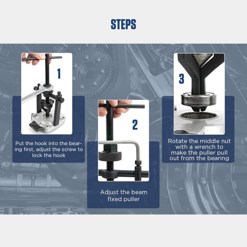 CMTOOL Bearing Puller Tool 3 Jaw Pilot Bearing Removal Tool