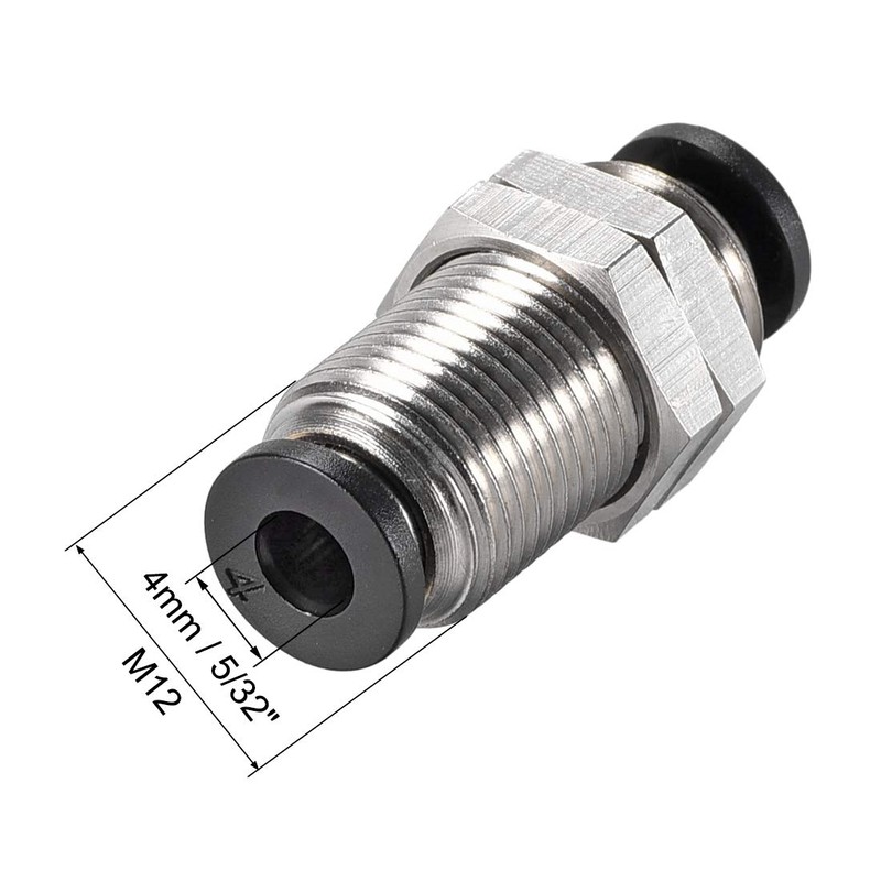 sourcing map Straight Pneumatic Push to Quick Connect Fittings Bulkhead