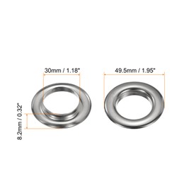 sourcing map 10Set Grommets Eyelets 30mm 1-1/6 Inch Brass Eyelets Kit with Washers for Fabric Curtain Tarps Leather Belt Shoes Bag DIY, Silver