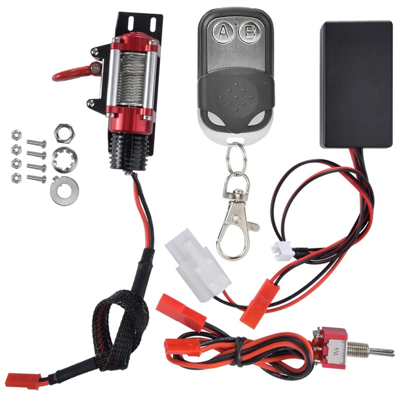 RC Car Metal Winch with Remote Controller Accessories fit for