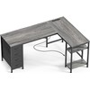 Huuger 55 Inch L Shaped Desk with Drawers, Reversible Computer