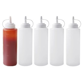LdawyDE 300ml Sauce Bottle Squeeze With Nozzles, 5 Pcs Squeezy Sauce Bottles Food Grade Plastic Condiment Bottles With Lids for Kitchen Sauce Seasoning Oil Dispensers