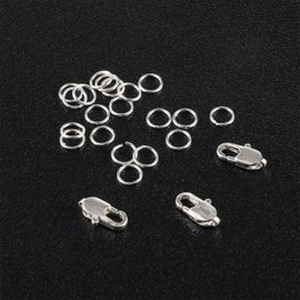 ALEXCRAFT 23 Pcs SquareLobster Clasps with Jump Rings Set S925 Sterling Silver Necklace Bracelet Clasps For Jewelry Making