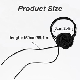 Queerelele Pack of 2 Flower Choker Necklace Rose Collar Vintage Large Flower Choker Bow Flower Lacing Necklace Rose Choker for Women Girls Bridal Wedding Party Birthday (Black White), Fabric