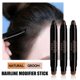 Dual Head Hairline Modifier Filler Stick, Hair Color Dye Pen with Brush, Long Lasting & Waterproof Temporary Hair Stick for Cover Thinning and Gray Hair, Hairline Conceale for Women & Men, Black Brown