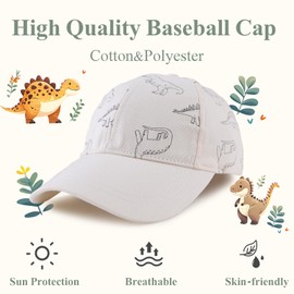 MniJiza Baby Boy Baseball Cap Toddler Girl Trucker Hat Kids Dinosaur Hats Infant Ball Caps Spring Summer (2-4Y, Dinosaur-Beige)