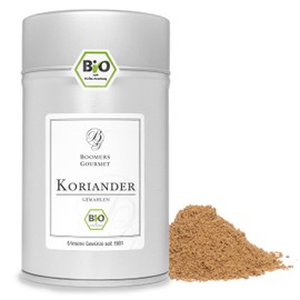 Boomers Gourmet - Organic Ground Coriander - High Quality Coriander Spice from Controlled Organic Cultivation - Coriander Powder - Finely Ground Organic Spice - Spice Jar 11.5 cm - 80 g