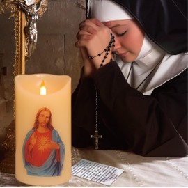 Religion Series LED Flameless Candles, Devotion Prayer，Religious Gift, Safe for Hospitals, Homes, Children, with Timer Remote Control, You can Enjoy and Dedicate More time! 6" x 3.2"