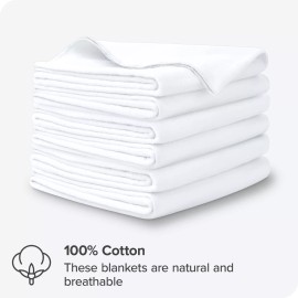 Bare Home Flannel Receiving Blanket, 100% Cotton Flannel, 6-Pack by Bare Home - White