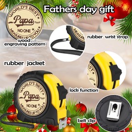 Gifts for Papa, Father's Day Gift for Grandpa, Gifts for Men 7.5M Wood Engraved Tape Measure Dad Gifts