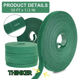 BZHYZKX Reusable Plant Ties - 50 Ft x 1/2 Inch Adjustable Green Plant Tape for Climbing Plants, Strong Grip Garden Tape for Vines, Tomatoes, Houseplants