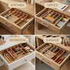 Klabelle Bamboo Drawer Organizer - Expandable Kitchen Utensil Holder, Adjustable