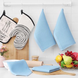 Homaxy Homaxy 100% Cotton Waffle Weave Kitchen Dish Cloths, Ultra Soft Absorbent Quick Drying Dish Towels, 12 x 12 Inches, 12-Pack, Sky Blue