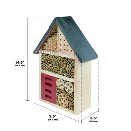 CLEVER GARDEN Wooden Insect House and Hotel, Natural Bug Habitat Attracts Bees, Butterflies, Ladybugs, and More, Medium