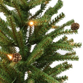 Puleo International Pre-Lit 6' Fir Artificial Christmas Tree with 300 Lights and Pine Cones, Green