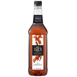 1883 Pumpkin Spice Syrup for Coffee and Drinks – Made in France – 1 Liter Plastic Bottle