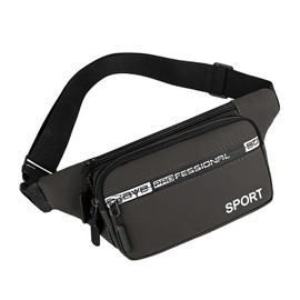 AfitLulu Unisex Running Bum Bag for Running Hiking Cycling Sport, 4 Zipper Pockets Hiking Waist Packs Waterproof Fanny Pack Waist Bag Leather Chest Bag Crossbody Bag for Phones Headphones (Gray)