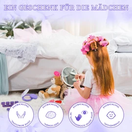Children's Make-Up Set Girls Vanity Case Girls – 57 Pieces Washable Make-Up Set Girls Toy Princess Christmas Birthday Gifts for Girls 4–5–6–7–8–9–10–11–12 Years Purple