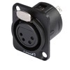 HICON Panel Socket XLR Female 4-Pin D-Tap Black | HI-X4DF-G