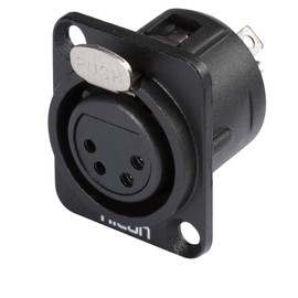 HICON Panel Socket XLR Female 4-Pin D-Tap Black | HI-X4DF-G