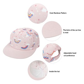 Malaxlx Toddler Baseball Cap Rainbow Pink Summer Sun Hat Adjustable Kids Trucker Snapback Visor for 2-4 Years Boys Girls