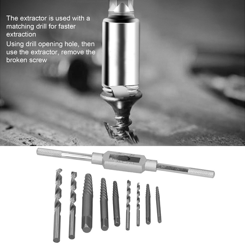 11Pcs Headless Screw Extractor Set Woodwork Easy Out Damaged Drill