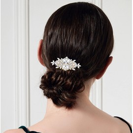 Wedding Hair Comb Baroque Hair Accessories with Crystals Pearl Bridal Side Combs Headpiece for Bride and Bridesmaids Gold Tone, Crystal