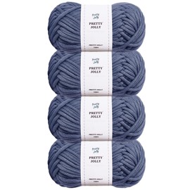 Pretty Jolly 4 Skeins Easy Crochet Yarn Soft Knitting Yarn for Beginners Cotton-Nylon Blend Yarn Easy-Use Yarn for Starters Crochet Kit Making Yarn for DIY Craft Total Length 4×50m(4×50g)(Navy Blue)