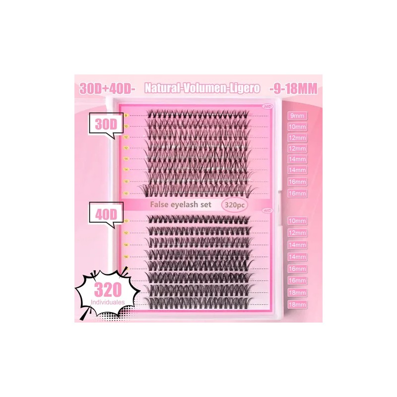 Kit De Extensiones De Pestañas Diy Naturales 9-18mm Mixtas