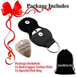 JUPPE Guitar Picks & Bass Picks, Copper Electric Guitar Pick Musician Gift For Guitarist When Words Fail Music Speaks Acoustic Guitar Accessories Gifts (Copper When Words Fail Music Speaks)