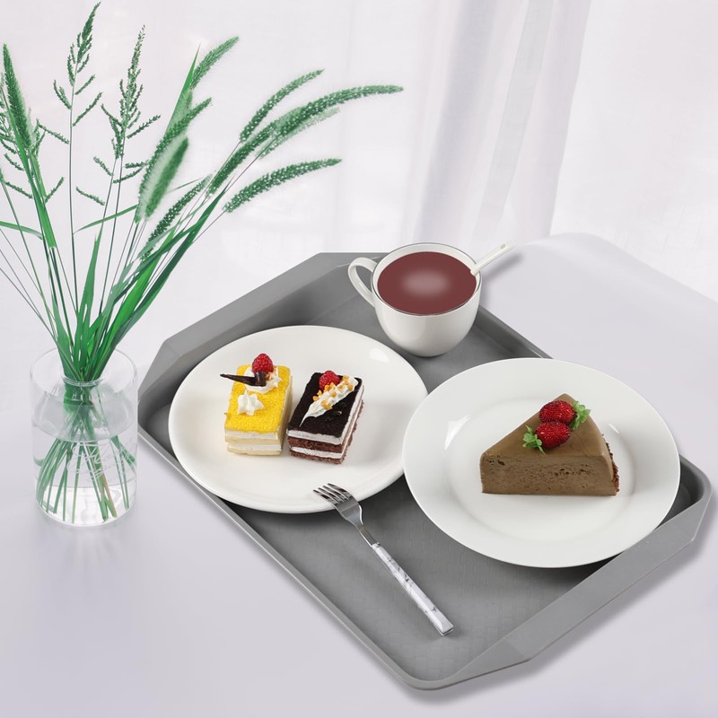 Parlynies 6 Pieces Restaurant Serving Tray, Plastic Non Slip Surface