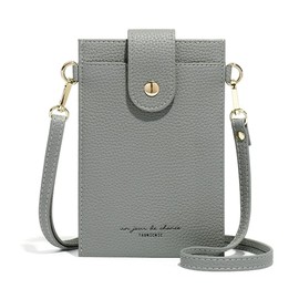 COCO JOIE Smartphone Shoulder Pouch, Women's, Shoulder Bag, Cross-body Vertical, Portable Pouch, Shoulder Pochette Handbag, Popular, Cute, Lightweight, Wallet, gray