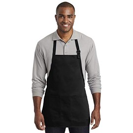 Port Authority Medium-Length Two-Pocket Bib Apron. A601, Black, OSFA