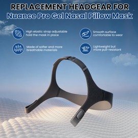 Replacement Nuance Pro Headgear,Adjustable Soft CPAP Headgear Straps Compatible with Nuance Pro Gel Nasal Pillow Mask, Elastic & Breathable Fabric, Snug Fit for Reducing Air Leaks