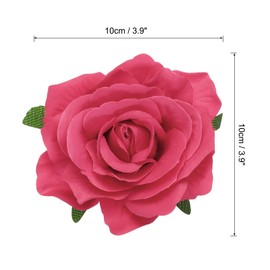 QUARKZMAN Pack of 5 Rose Hair Clips Flower 4 Inch Hair Clip Women's Multicoloured Hair Pins Flowers Hair Accessories for Girls Dancer Party Wedding Beach Rose Red