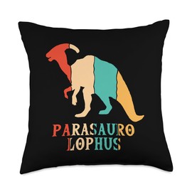 Plush Parasaurolophus Dinosaur Costume Toy Gifts Retro Parasaurolophini Hadrosauridae Lover Parasaurolophus Throw Pillow, 18x18, Multicolor
