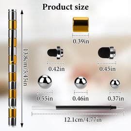 Fidget Pen, Decompression Magnet Metal Pen, Magnetic Fidget Toy Pen for Adults, Multifunctional Deformable Magnet Writing Pen, Great Stress Reliever Toy for ADHD Austism (Gold Silver)