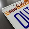 OUTATIME License Plate. Made from Aluminium. Text and License plate