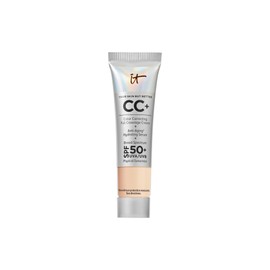 IT Cosmetics CC+ Cream Travel (Light) - Natural Full Coverage Foundation With SPF 50+, Color Corrector & Anti-Aging Hydrating Serum, Hyaluronic Acid + Peptides, Up To 24H Wear - 0.4 fl oz